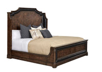 Landmark King Mansion Bed hickory & Oak Burl In Russet Finish Crock Skin Accents - $1200