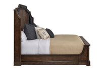 Landmark King Mansion Bed hickory & Oak Burl In Russet Finish Crock Skin Accents - $1200