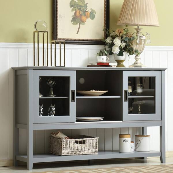 Gray MDF Console Cabinet with Sliding Door - $250