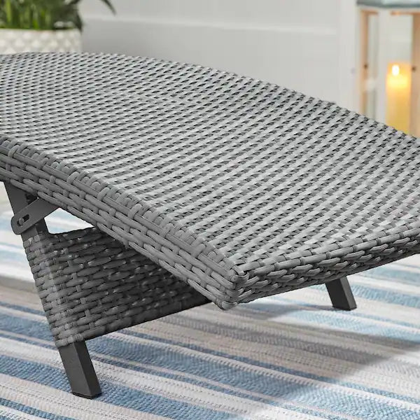 Hampton Bay  Grey Adjustable Outdoor Wicker Chaise Lounge (2-Pack) $240