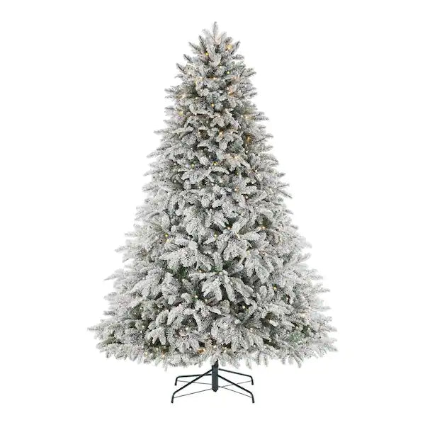 Home Accents Holiday 7.5 ft Mixed Pine Flocked LED Christmas Tree - $80