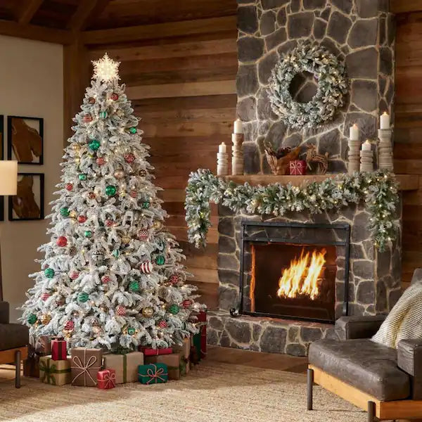 Home Accents Holiday 7.5 ft Mixed Pine Flocked LED Christmas Tree - $80