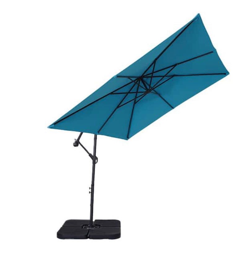 8.2 ft. x 8.2 ft. Hanging Cantilever Patio Umbrella in Light Blue with Base-$218.