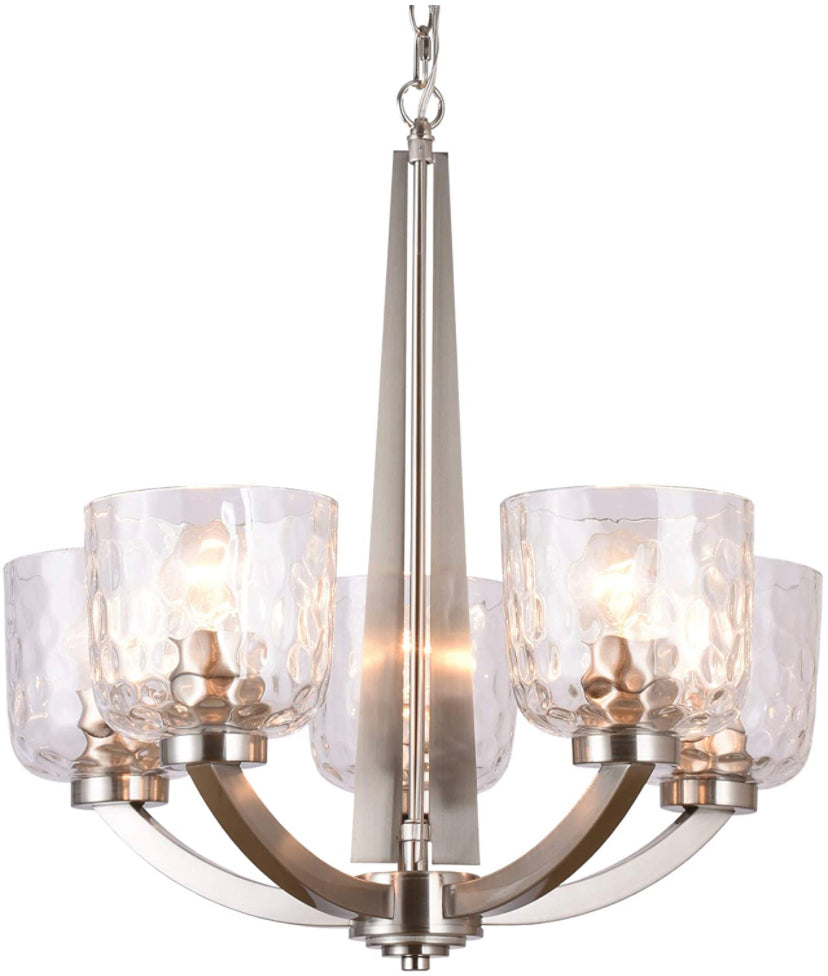ALICE HOUSE 22" 5-Light E26 Large Chandelier Brushed Nickel Discount Bros, LLC.
