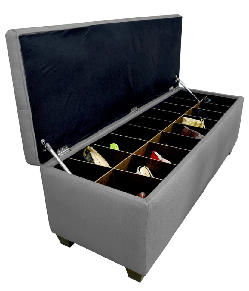 The Sole Secret Dark Grey Diamond Tufted Shoe Storage Bench Discount Bros, LLC.
