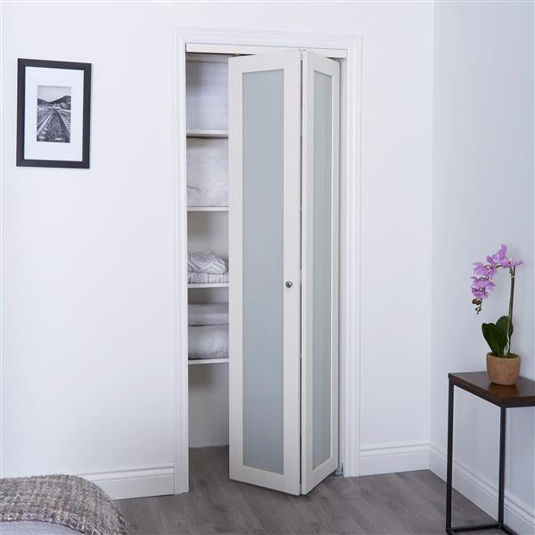 ReliaBilt 24-in x 80-in Off-White Frosted Glass Closet Door Discount Bros, LLC.
