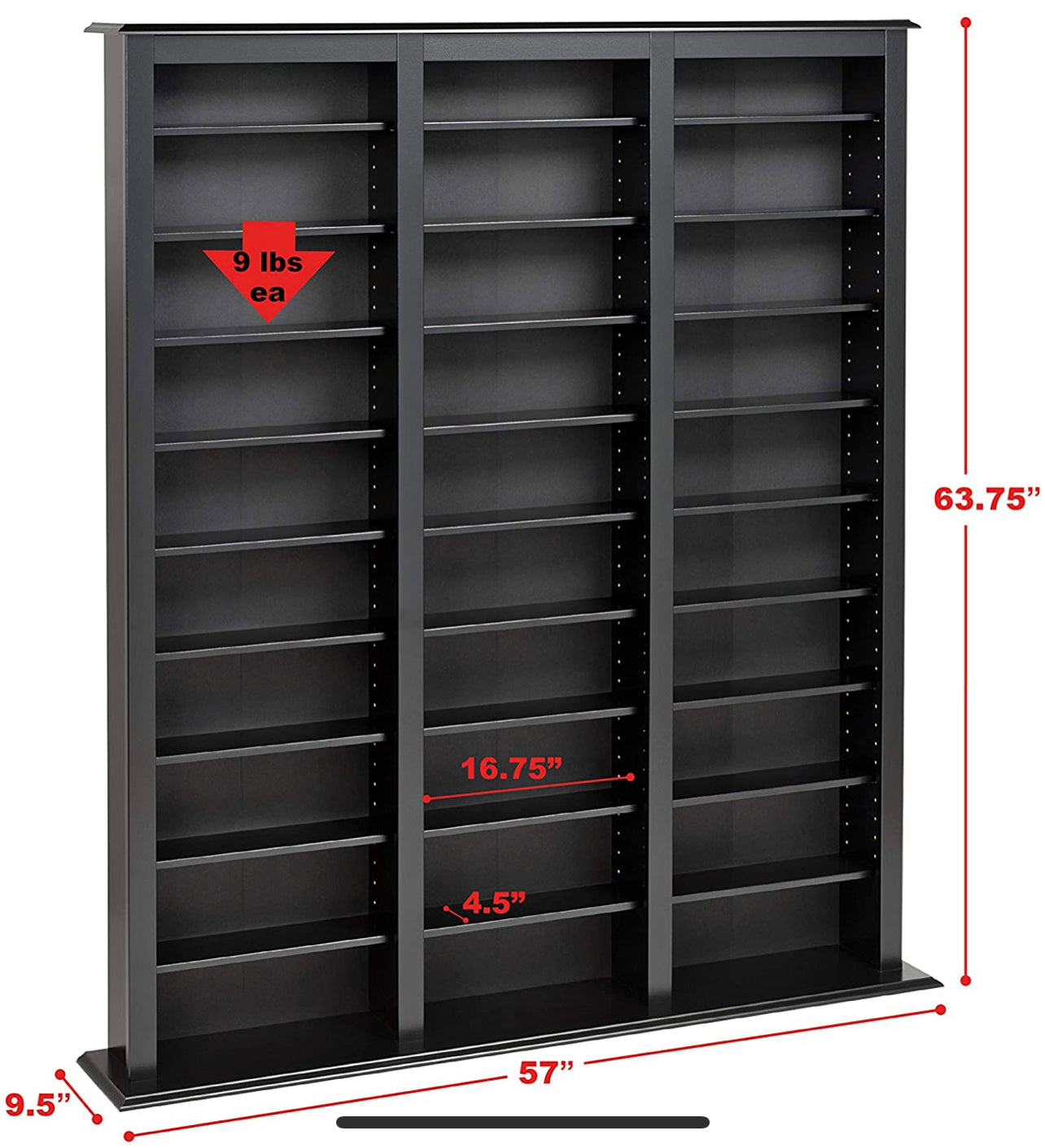 Prepac Triple Width Barrister Tower Storage Cabinet, Black Discount Bros, LLC.