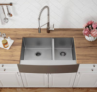 Kraus KHF203-33 Standart PRO Kitchen Stainless Steel Sink, 32.88", 33 Inch Round Apron 60/40 Double Bowl - $160