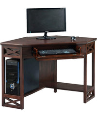 Leick Home Riley Holliday Computer Desk with Dropfront Keyboard Drawer, Chocolate Oak - $150