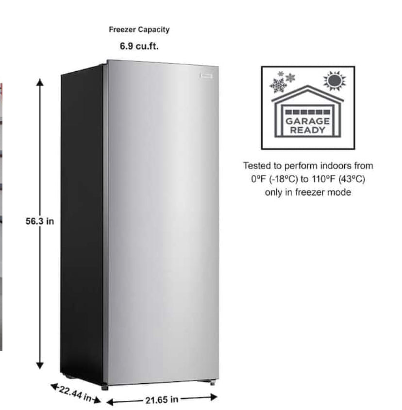 Vissani 7 cu. ft. Convertible Upright Freezer in Stainless Steel Look Discount Bros