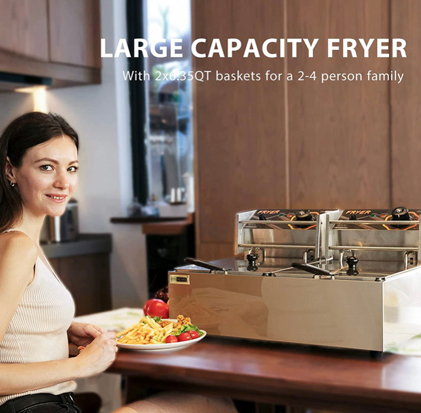 VIVOHOME 5000W 20.7 Qt Electric Deep Fryer with 2 x 6.35 QT Removable Baskets Discount Bros, LLC.