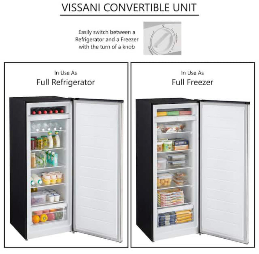 Vissani 7 cu. ft. Convertible Upright Freezer in Stainless Steel Look Discount Bros