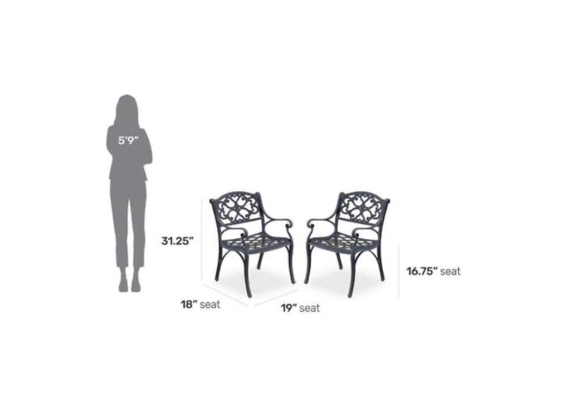 HOMESTYLES Sanibel Black Cast Aluminum Outdoor Dining Chair (2-Pack) Discount Bros, LLC.