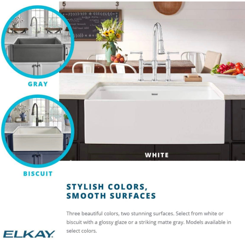 Elkay SWU1517WH Fireclay 16-7/16" x 18-15/16" x 9-1/16" Single Bowl Undermount Bar Sink, White Discount Bros, LLC.