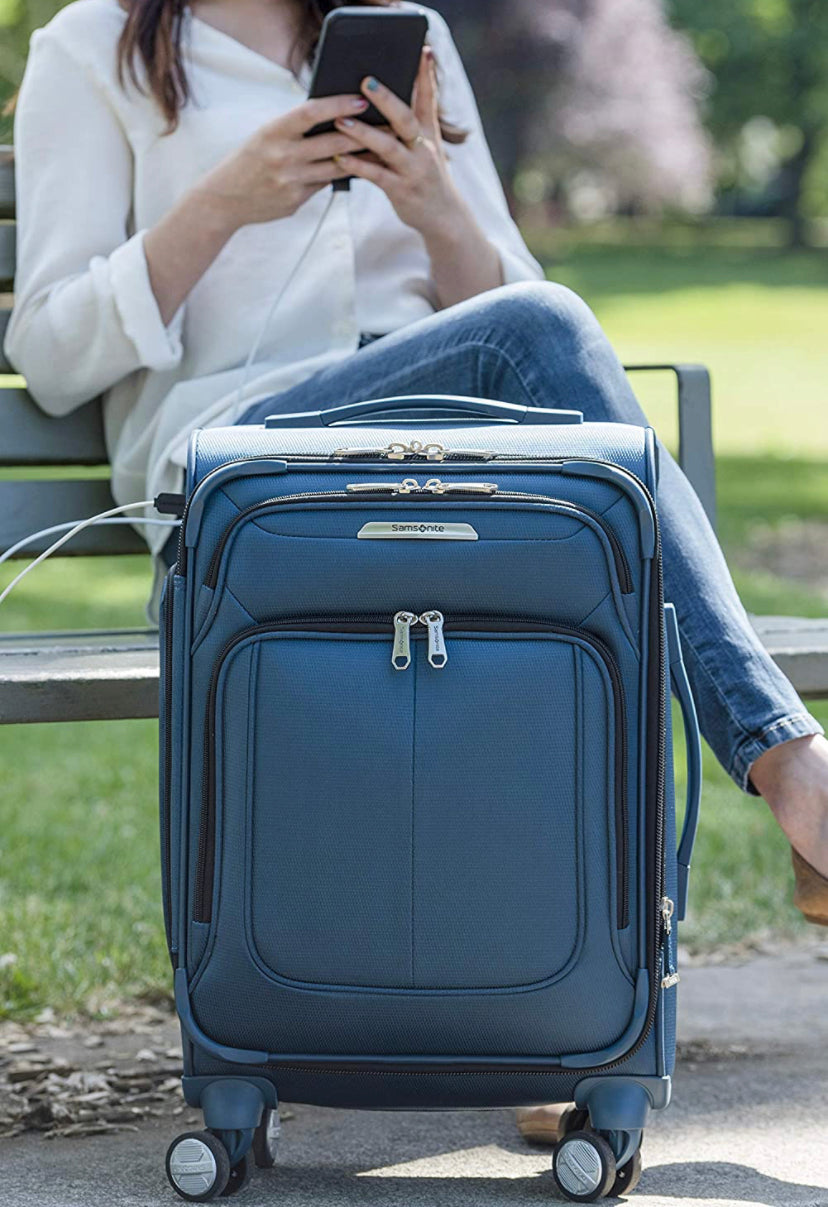 Samsonite Solyte DLX Softside Expandable Luggage with Spinner Wheels, Mediterranean Blue, Carry-On 20-Inc