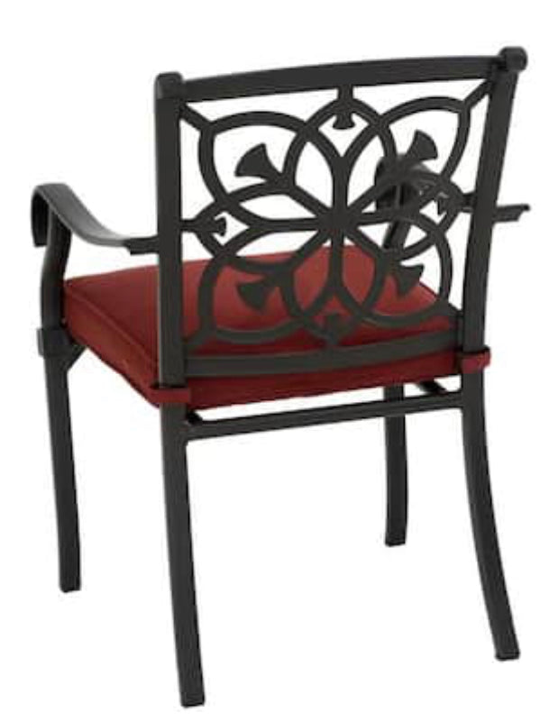 Home Decorators Oakshire Park Cushioned Aluminum Outdoor Dining Chairs Red Cushions (2-Pack) - $200