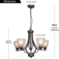 VINLUZ 5 Light Shaded Contemporary Chandeliers with Alabaster Glass Oil Rubbed Bronze Discount Bros, LLC.