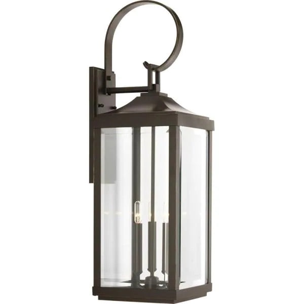 Gibbes Street 9-1/2 in. 3-Light Antique Bronze Clear Beveled Glass New Traditional Outdoor Large Wall Lantern Discount Bros, LLC.