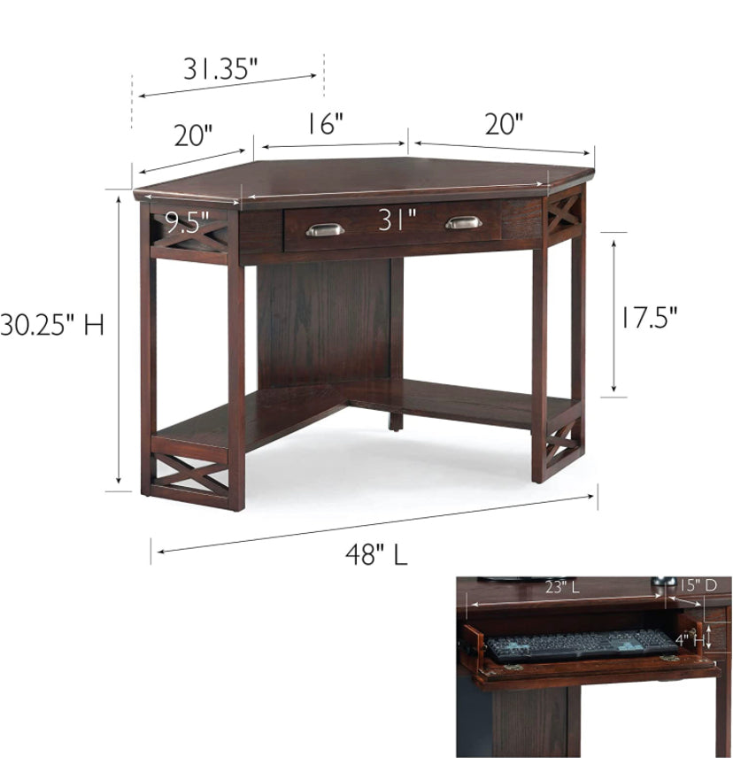 Leick Home Riley Holliday Computer Desk with Dropfront Keyboard Drawer, Chocolate Oak - $160