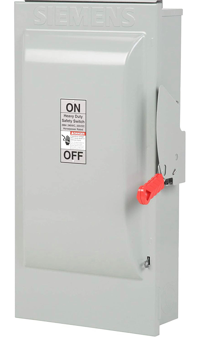 Siemens HF324NR 200-Amp 3 Pole 240-volt 4 Wire Fused Heavy Duty Safety Switches Discount Bros, LLC.