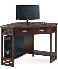 Leick Home Riley Holliday Computer Desk with Dropfront Keyboard Drawer, Chocolate Oak - $125