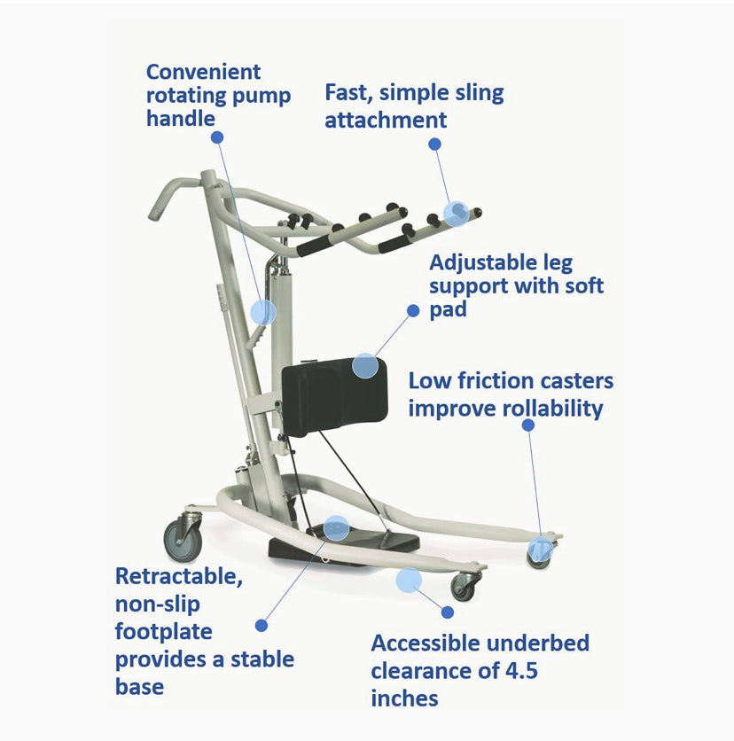 Invacare Get-U-Up Hydraulic Stand-Up Patient Lift, 350 lb. Weight Capacity, GHS350 Discount Bros