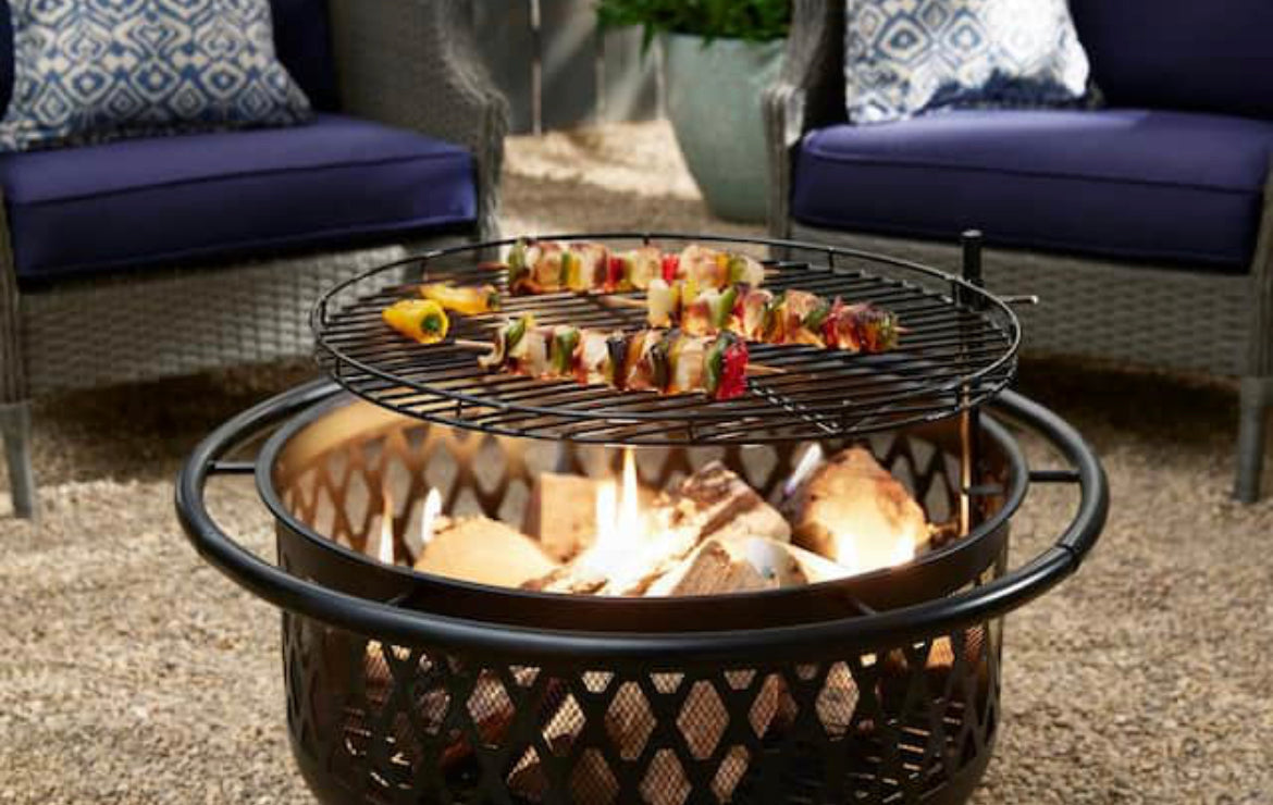 Hampton Bay Piedmont 30 in. Steel Fire Pit in Black with Poker Discount Bros, LLC.