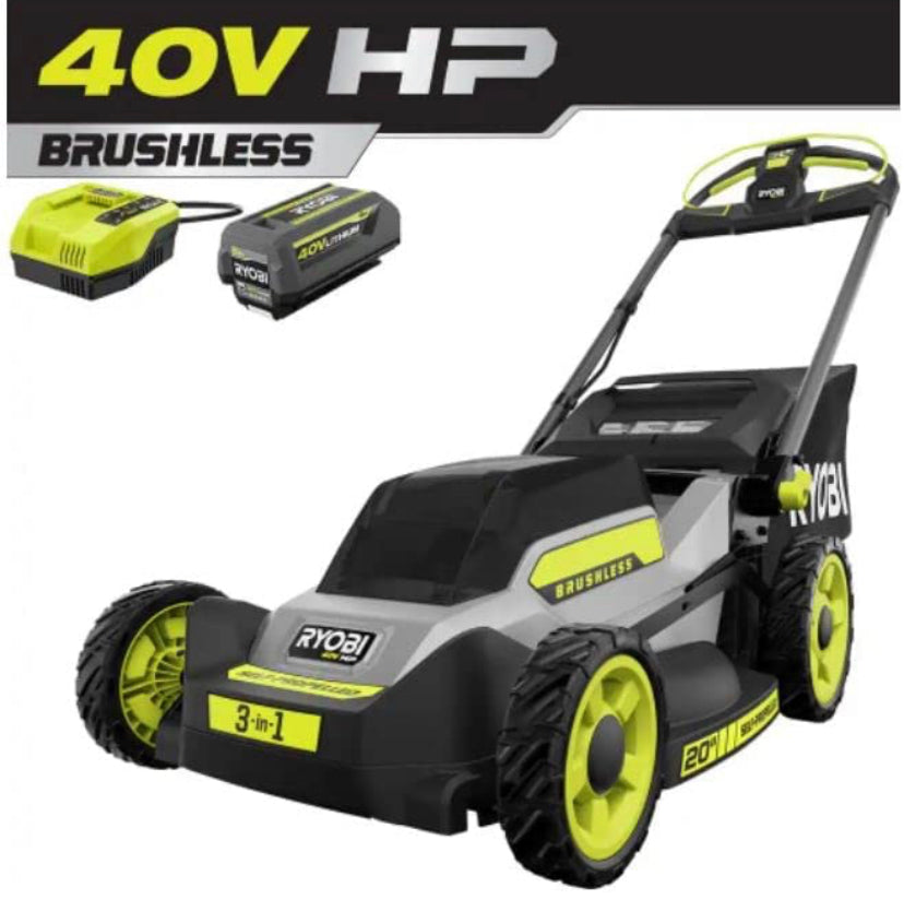 RYOBI 40V HP Brushless 20 in. Cordless Battery Walk Behind Push Mower with 6.0 Ah Battery and Charger Discount Bros, LLC.