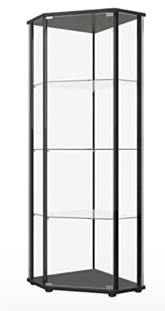 Coaster Home Furnishings Glass Shelf Curio Cabinet, Black and Clear Discount Bros