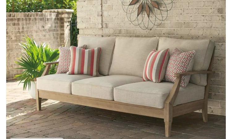 Clare View Beige Outdoor Sofa with Cushions Discount Bros, LLC.