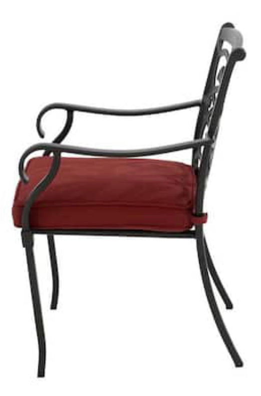 Home Decorators Oakshire Park Cushioned Aluminum Outdoor Dining Chairs Red Cushions (2-Pack) - $200