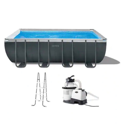 Ultra 18 ft. x 9 ft. x 52 in. XTR Rectangular Frame Swimming Pool Set with Pump Filter Discount Bros