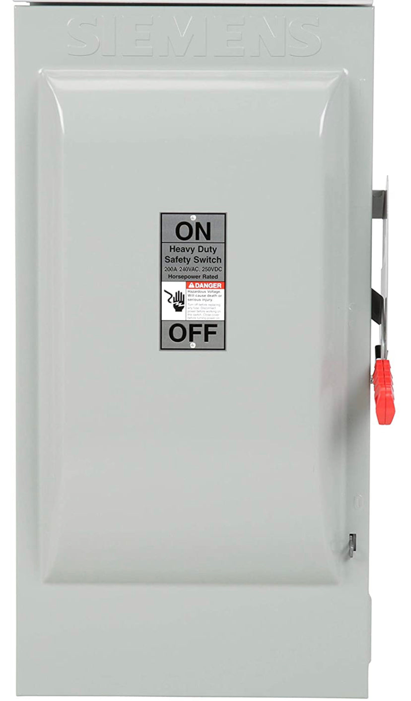 Siemens HF324NR 200-Amp 3 Pole 240-volt 4 Wire Fused Heavy Duty Safety Switches Discount Bros, LLC.