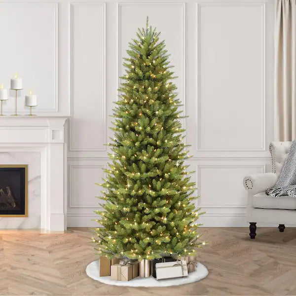 Puleo International 7.5 ft. Pre-Lit Slim Fraser Fir Artificial Christmas Tree - $134