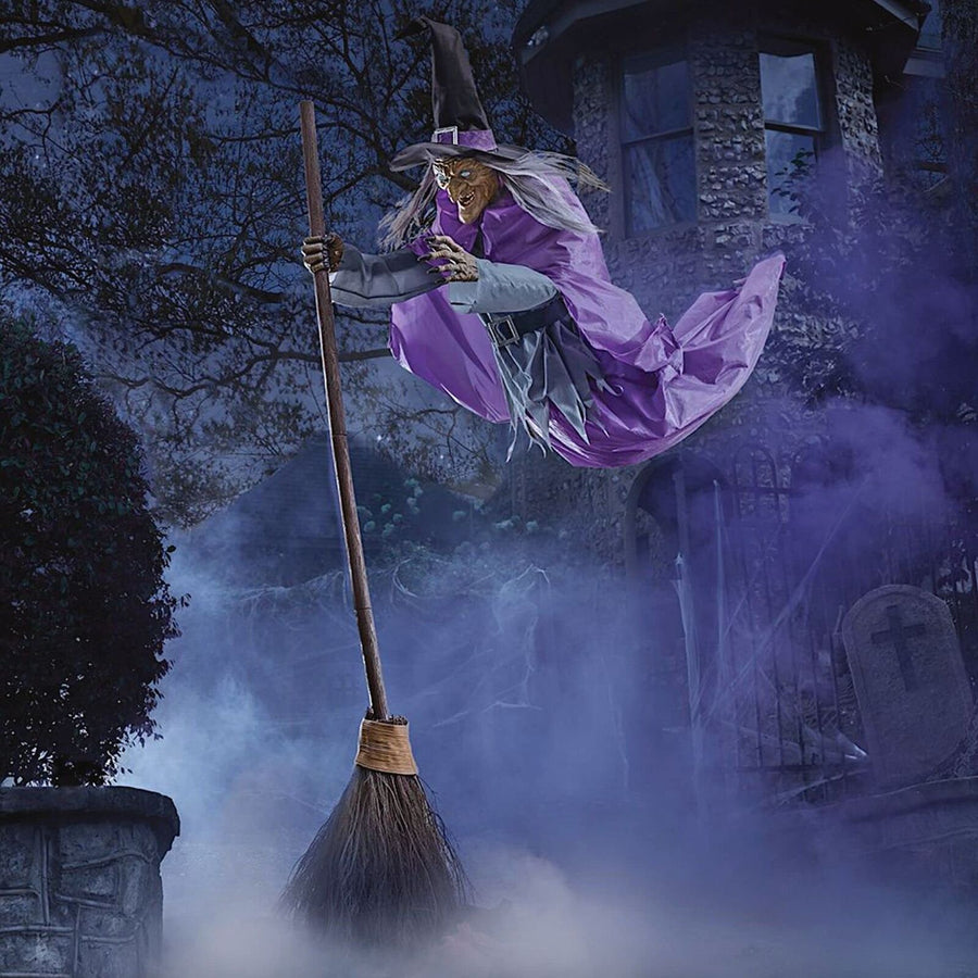 12 ft Animated Hovering Witch Halloween Animatronic, Purple - $300