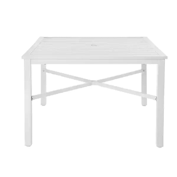 42 in. Mix and Match Lattice White Square Metal Outdoor Patio Dining Table - $75