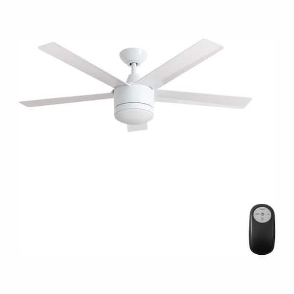 Home Decorators Collection Merwry 52 in. Integrated LED Indoor White Ceiling Fan with Light Kit and Remote Control - $79