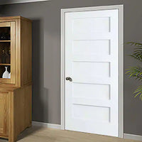 Kimberly Bay 24 in. x 80 in. White 5-Panel Shaker Solid Core Wood Interior Door Slab - $75