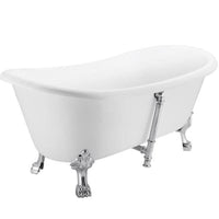 Mokleba 67 in. Acrylic Freestanding Oval Double Slipper Clawfoot Bathtub in White - $440