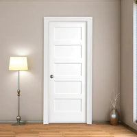 Kimberly Bay 24 in. x 80 in. White 5-Panel Shaker Solid Core Wood Interior Door Slab - $80